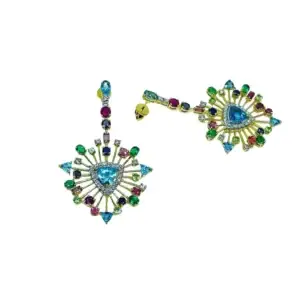 Blue topaz & emerald floral earing