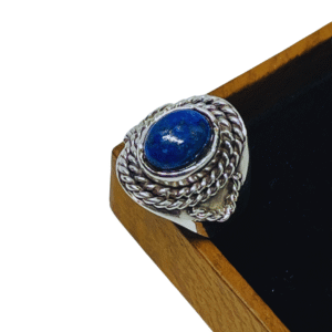 LAPIS LAZULI ROPE SILVER RING